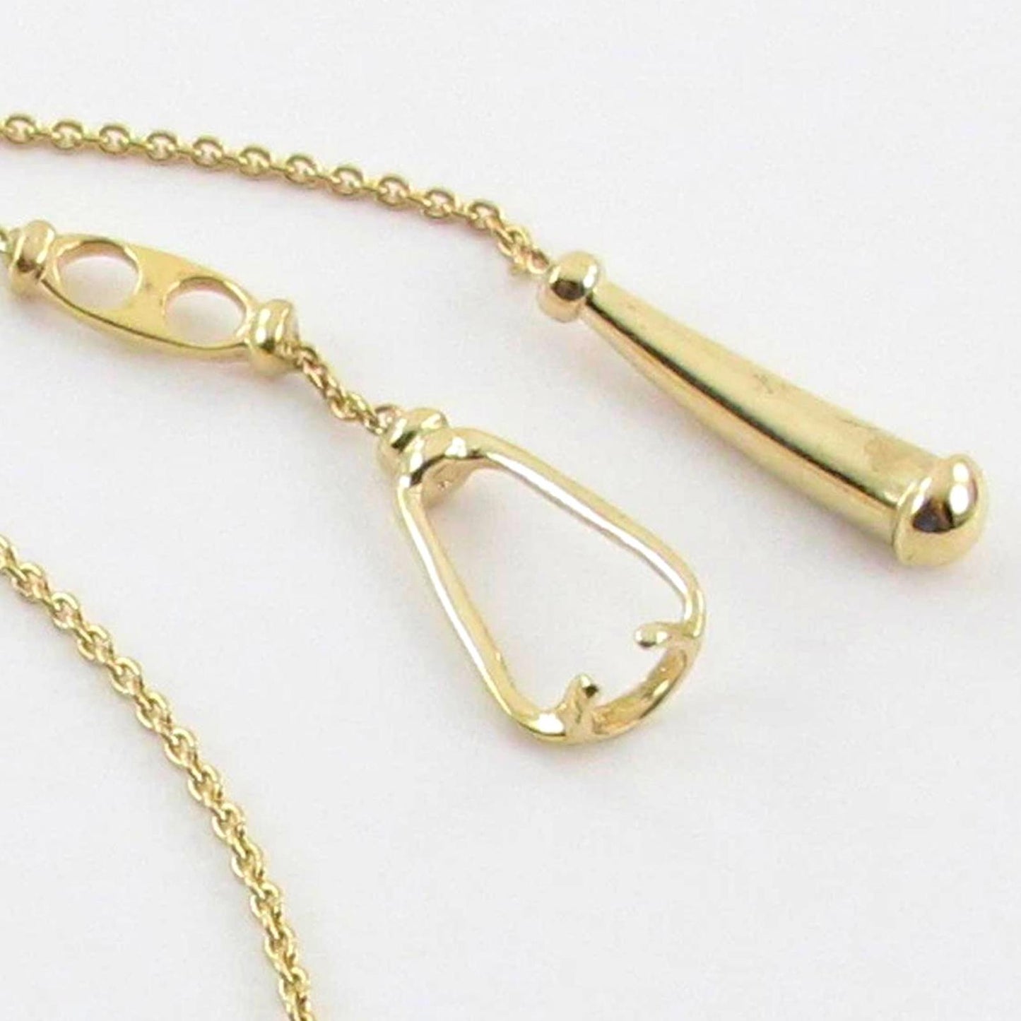 Vintage 14kt Yellow Gold Diamond Pave Heart Slide Pendant Chain Necklace 16"