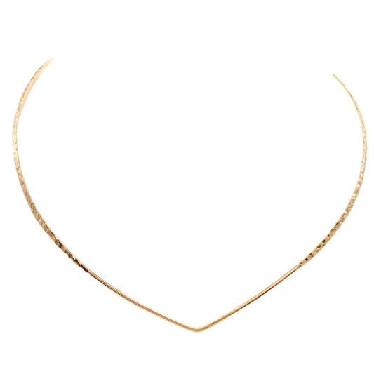 *SOLD* 14kt Yellow Gold Polished Hammered Pointed Collar Cuff Necklace