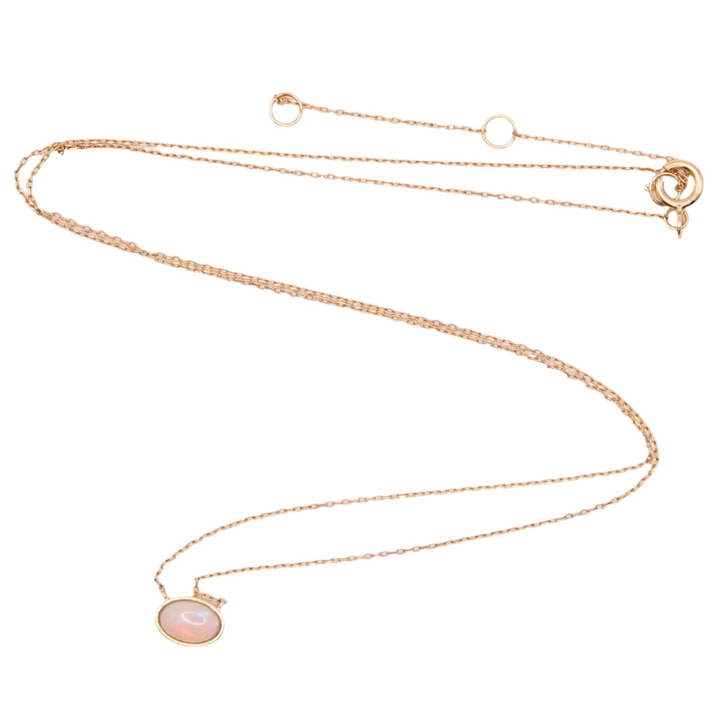 *SOLD* 14kt Yellow Gold Opal Cabochon Single Station Dainty Adjustable Chain Necklace