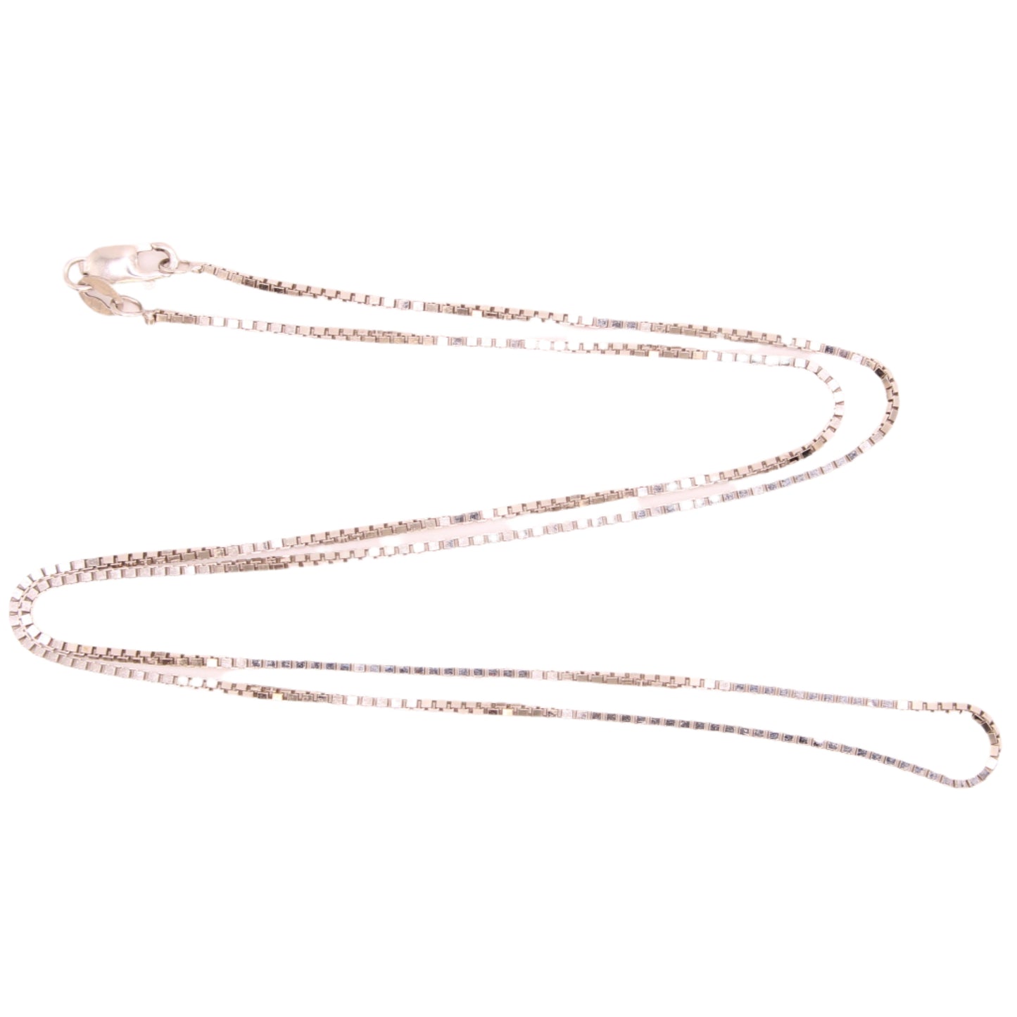 14kt White Gold Venetian Box Link Chain Necklace 18"