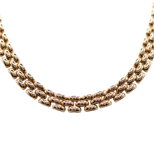 *SOLD* Aurafin 14kt Yellow Gold Panther Chain Link Collar Statement Necklace 16"