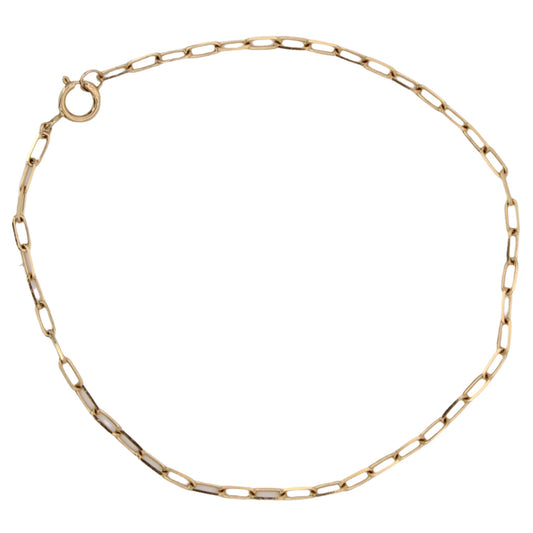 14kt Yellow Gold Dainty Paperclip Chain Link Bracelet 6.5"