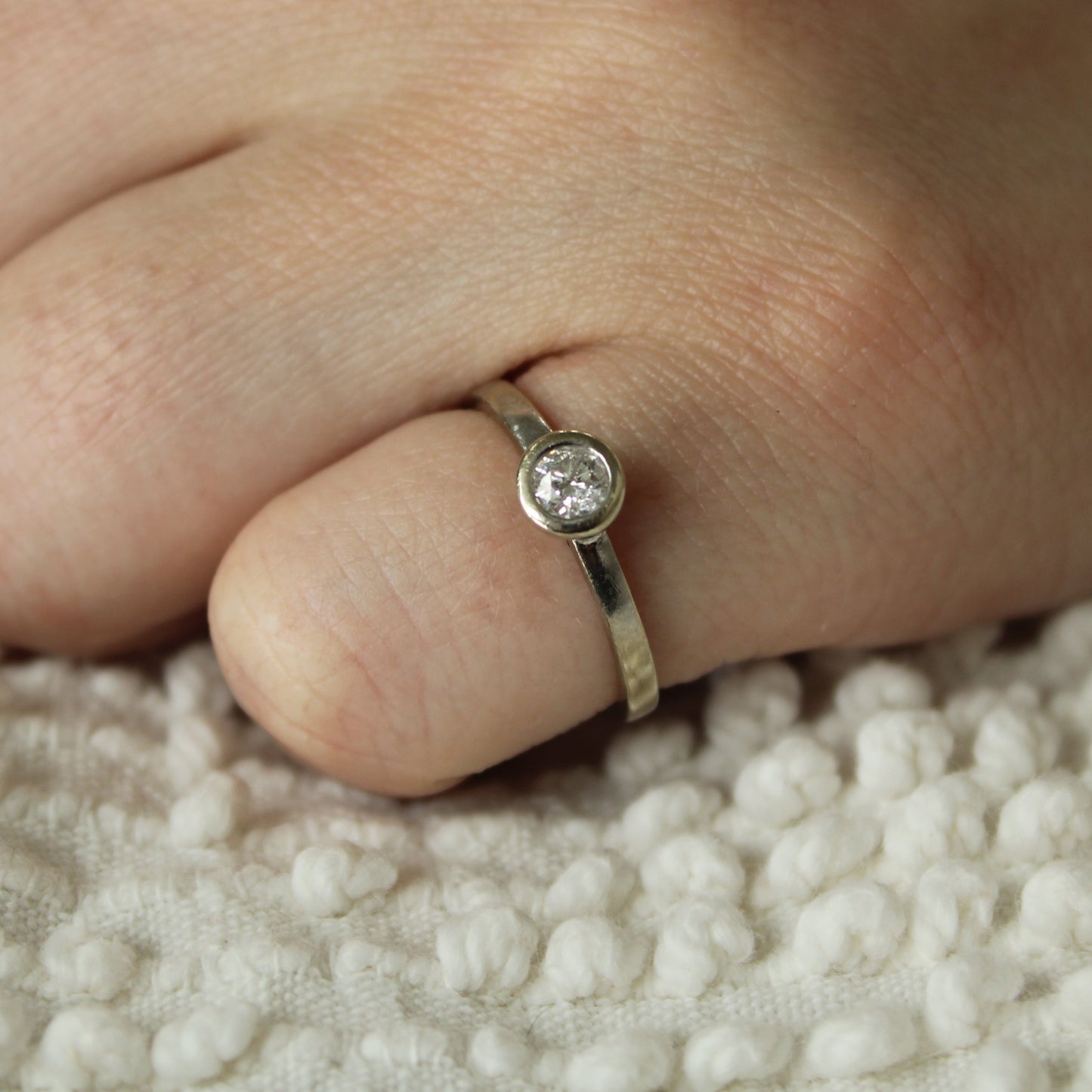 Jared's 10kt White Gold Diamond Bezel Solitaire Stacker Ring