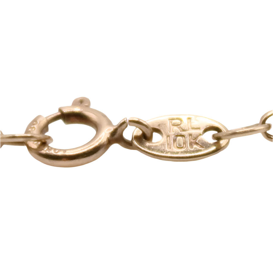 10kt Yellow Gold Buddhist Eternal Eternity Knot Charm Chain Link Bracelet