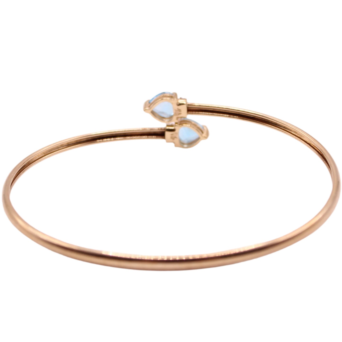 10kt Yellow Gold Blue Topaz Heart Cut Diamond Accent Bypass Bracelet
