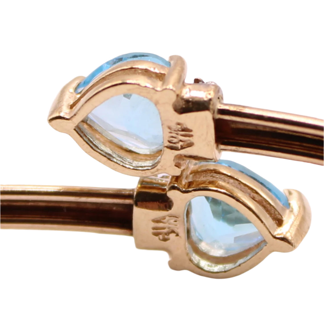 10kt Yellow Gold Blue Topaz Heart Cut Diamond Accent Bypass Bracelet