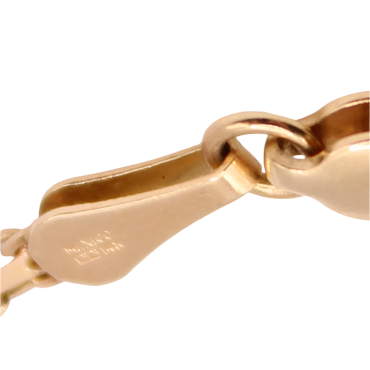 14k Yellow Gold Mexico Pearl Diamond Line Dainty Chain Bracelet 6.75"