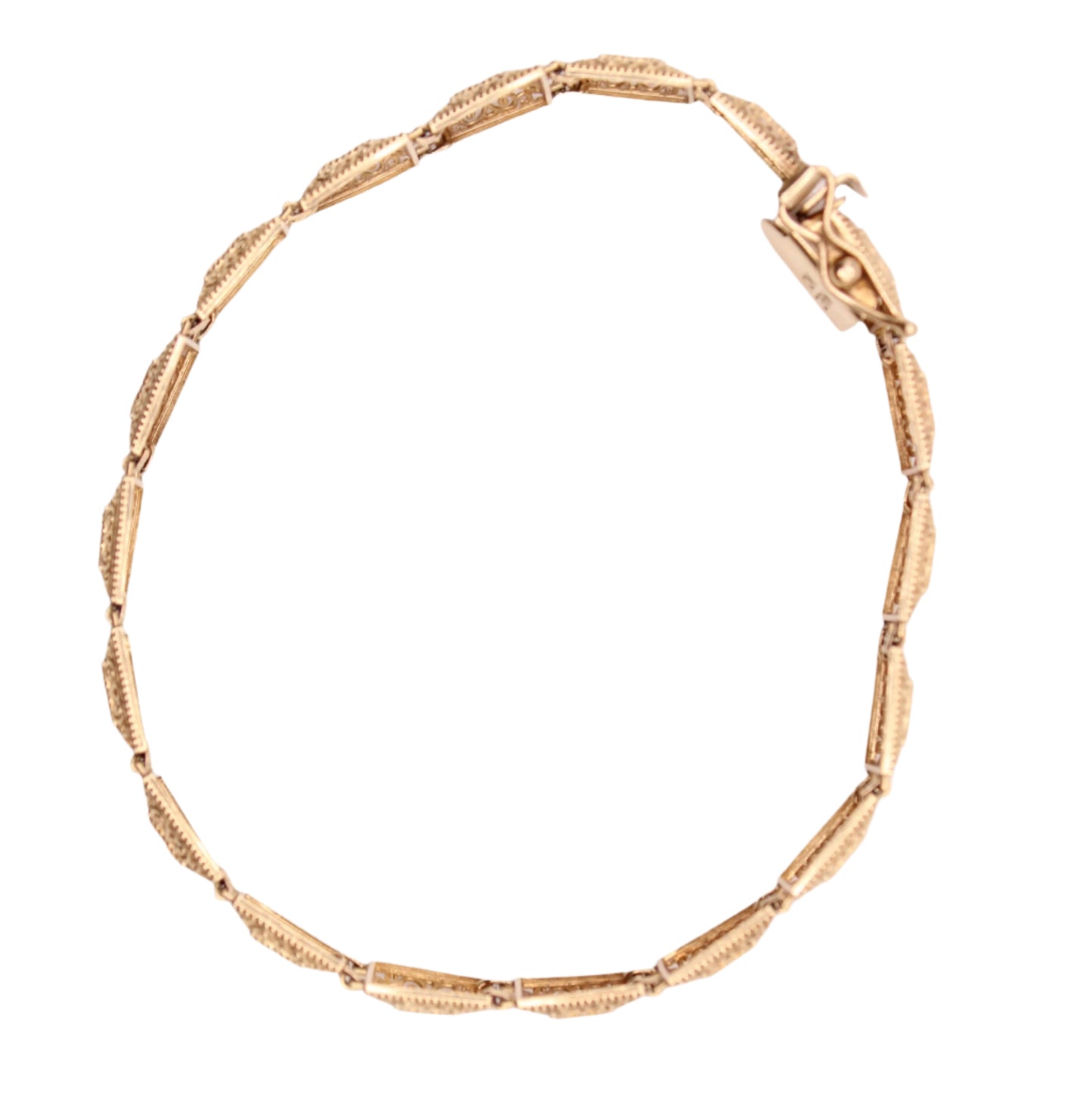 10kt Yellow Gold Square Open Filigree Scroll Link Bracelet 7"