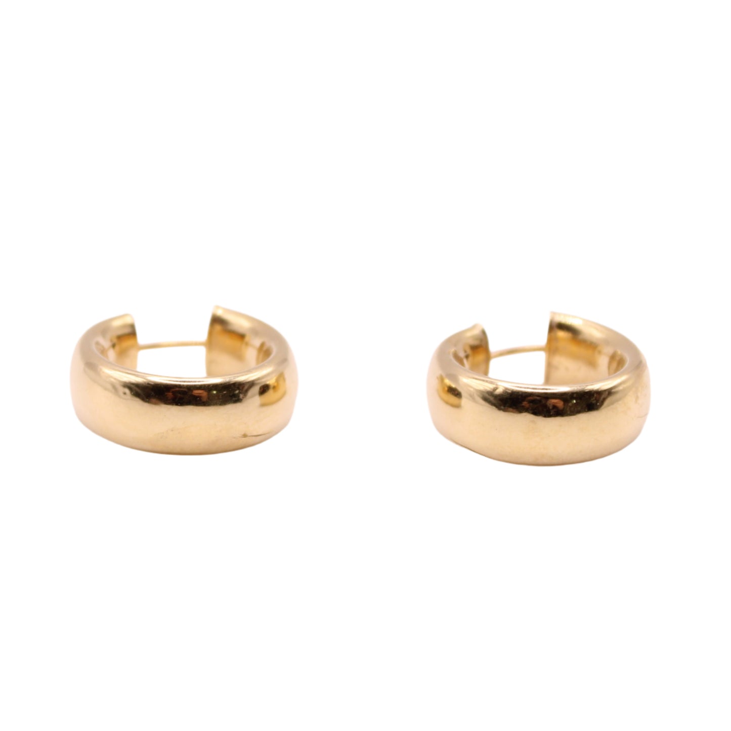 14kt Yellow Gold Hinged Wide Chunky Round Circle Polished Hoop Post Earrings 0.6"