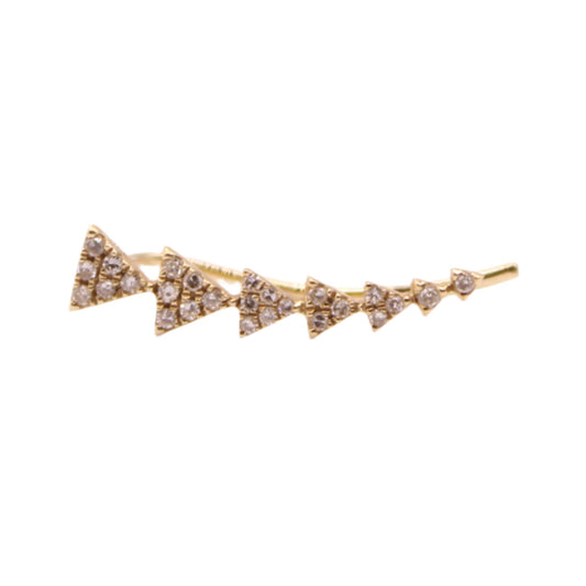 14kt Yellow Gold Diamond Triangle Graduated Arrows Left Ear Climber Pierced Earring