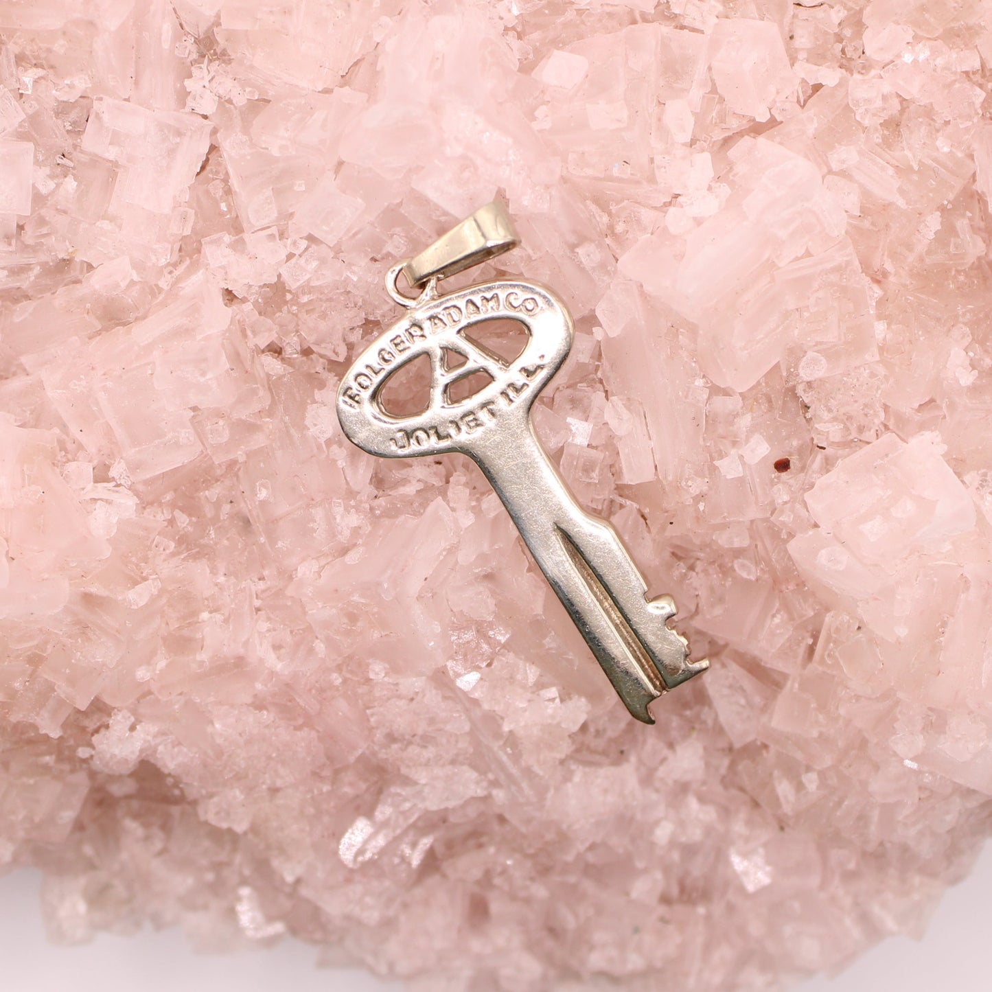 14kt White Gold Custom Made Joliet Ill Folger Adam Co Original Prison Cell Key Pendant