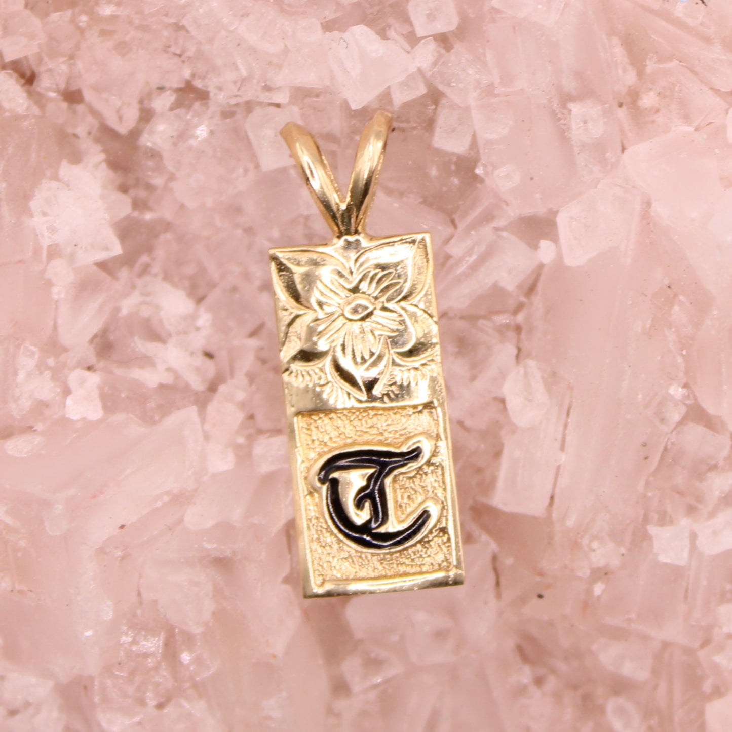 *SOLD* 14kt Yellow Gold Hawaiian Hand-Carved Initial Letter T Pendant