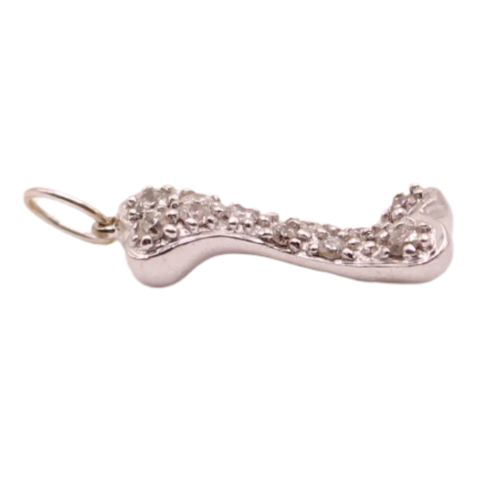 *SOLD* Sydney Evan 14kt White Gold Diamond Pave Set Dog Bone Medium Charm Pendant