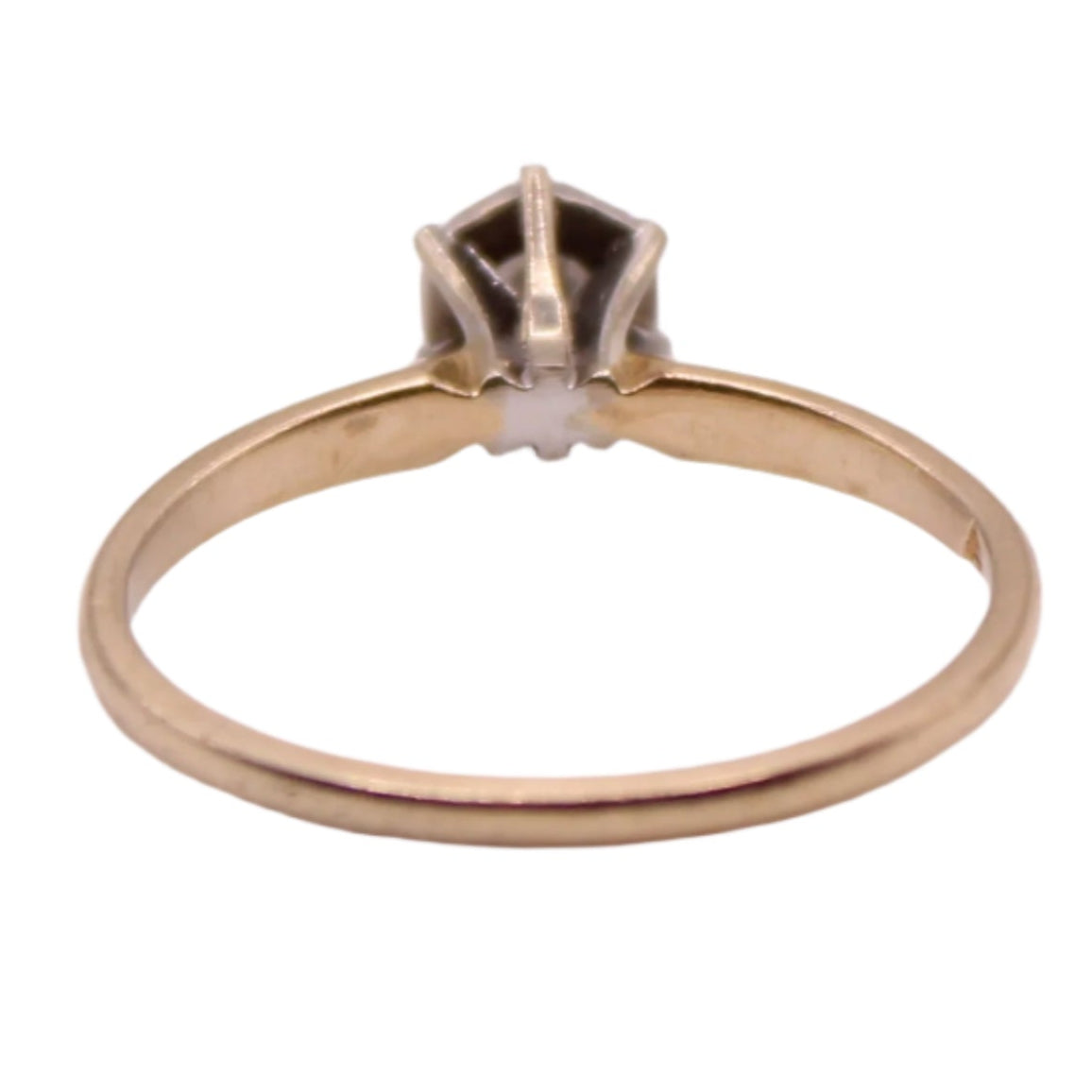 Antique 14kt Two Tone Gold Diamond 0.20 CT Solitaire High Setting Engagement Ring