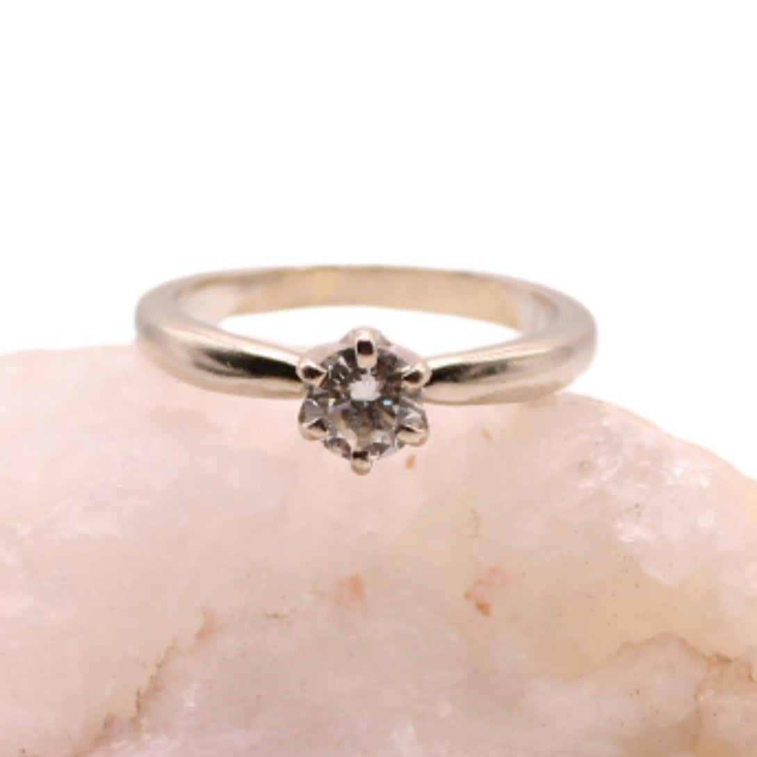 Solstice 14kt White Gold Diamond Round Cut .50 Carat Solitaire Engagement Wedding Ring