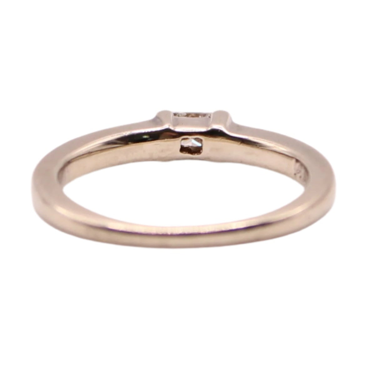 14kt White Gold Diamond Princess Square Pressure Set Stacker Band Ring