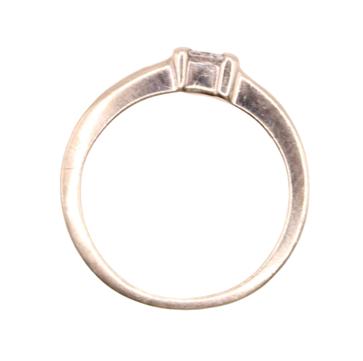 14kt White Gold Diamond Princess Square Pressure Set Stacker Band Ring