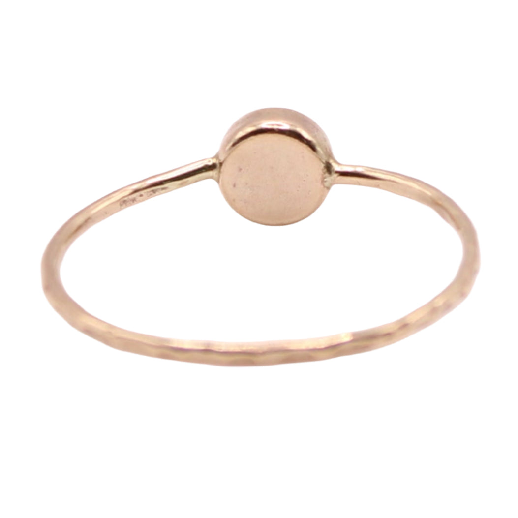 14kt Yellow Gold Gray Moonstone Bezel Set Dainty Stacker Ring