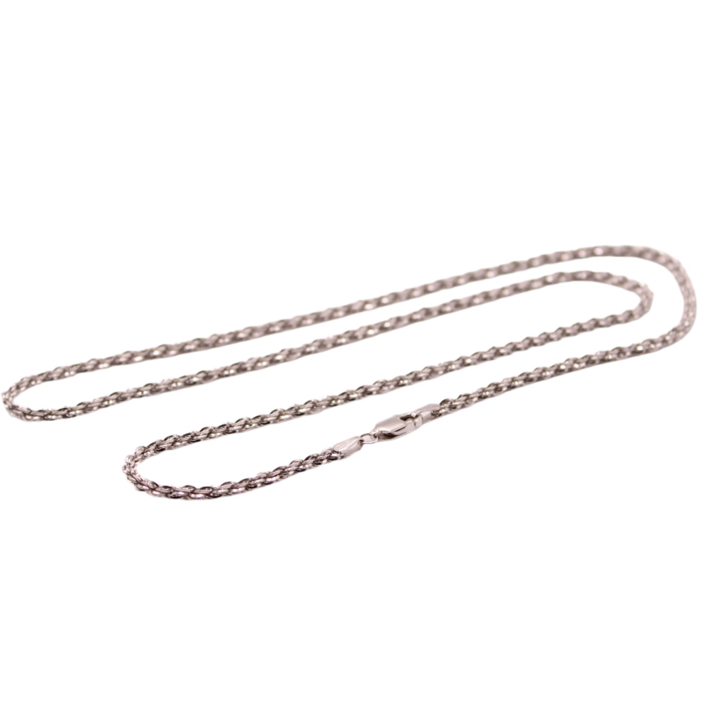 14kt White Gold Solid Rope Link Diamond Cut Chain Necklace 20"