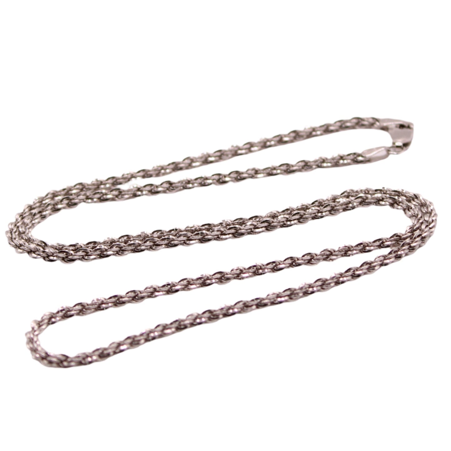14kt White Gold Solid Rope Link Diamond Cut Chain Necklace 20"