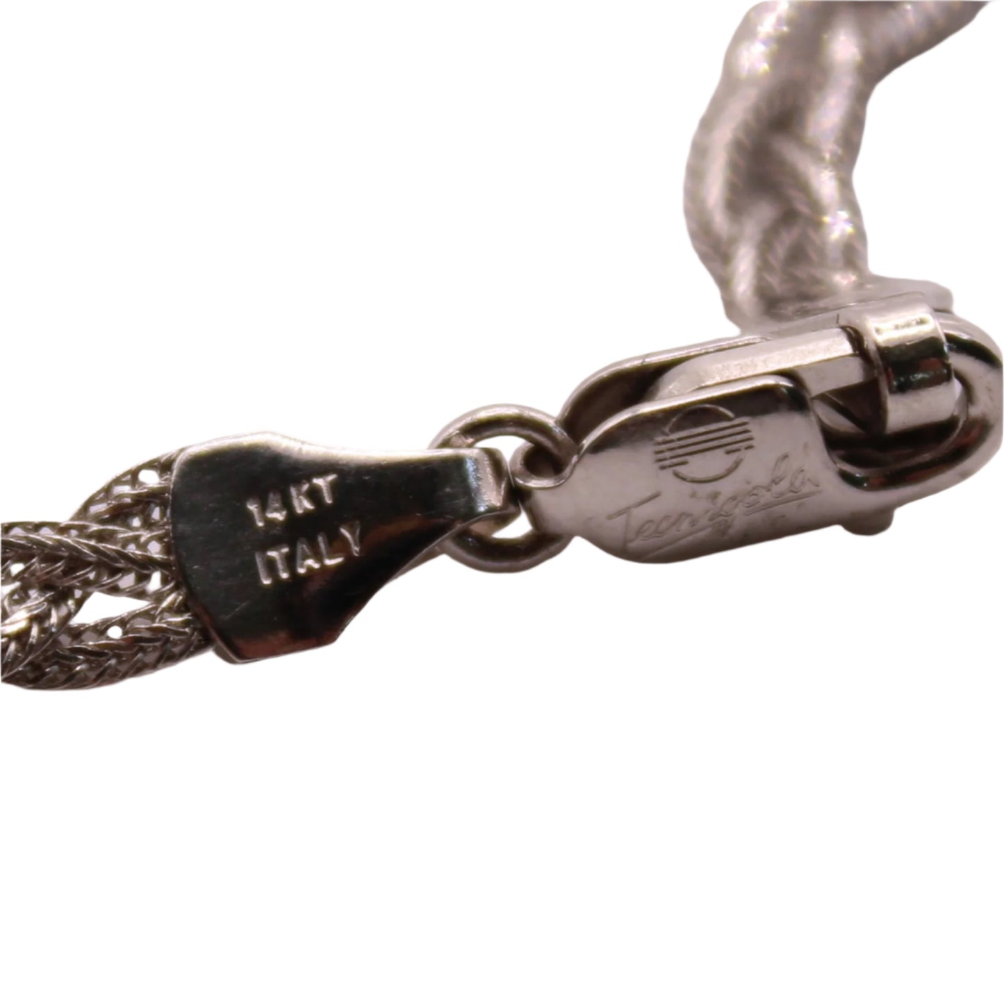 Tecnigold 14kt White Gold Braided Wheat Foxtail Chain Necklace 17"