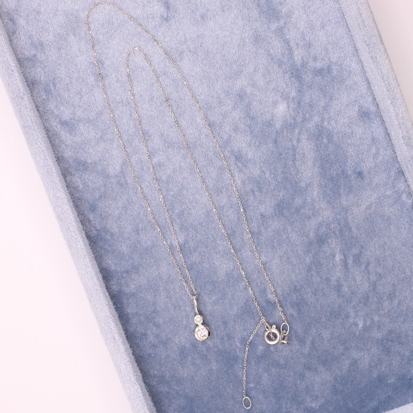 14kt White Gold Diamond Dainty Minimalist Adjustable Chain Necklace