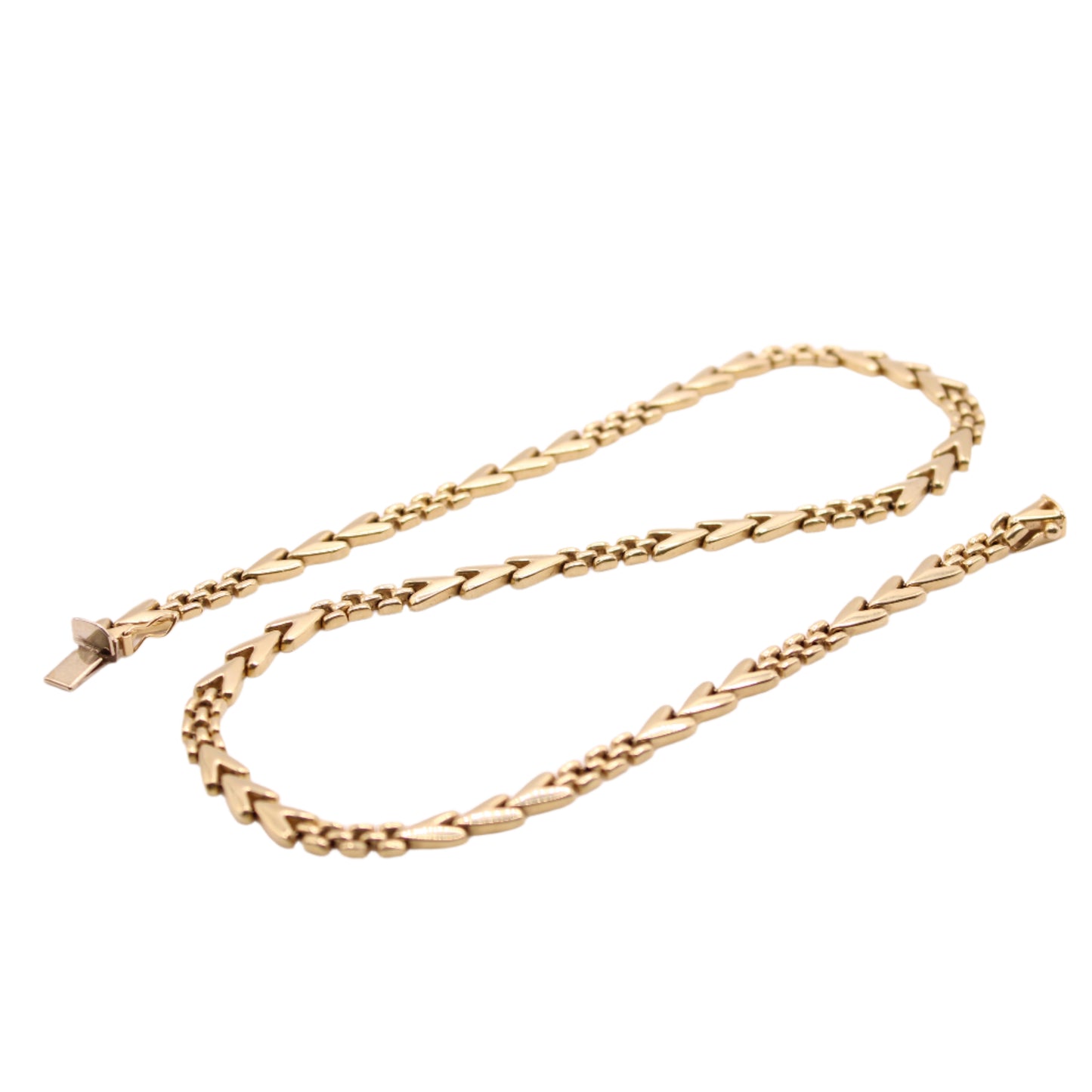 14kt Yellow Gold Chevron Panther Chain Link Statement Collar Necklace