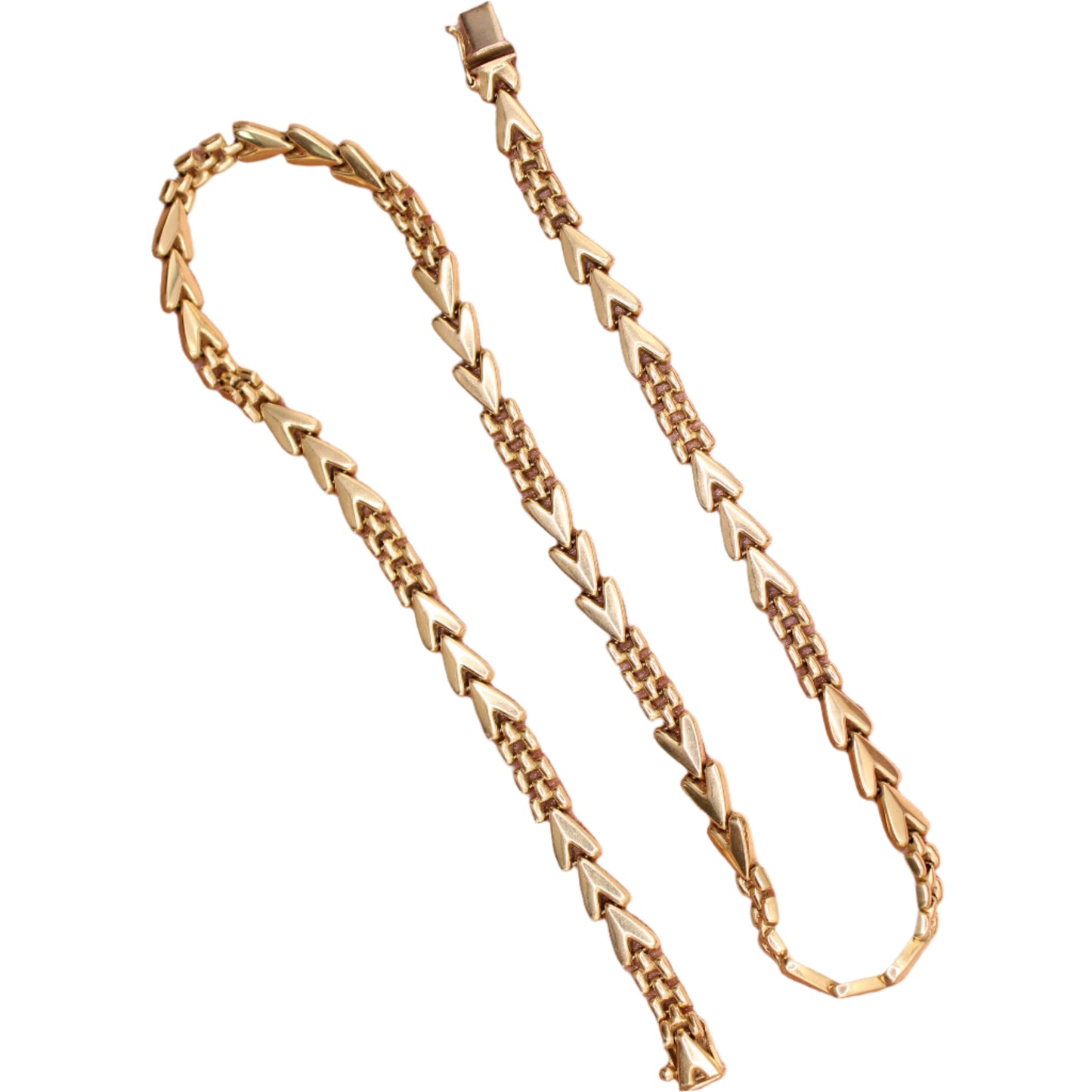 14kt Yellow Gold Chevron Panther Chain Link Statement Collar Necklace