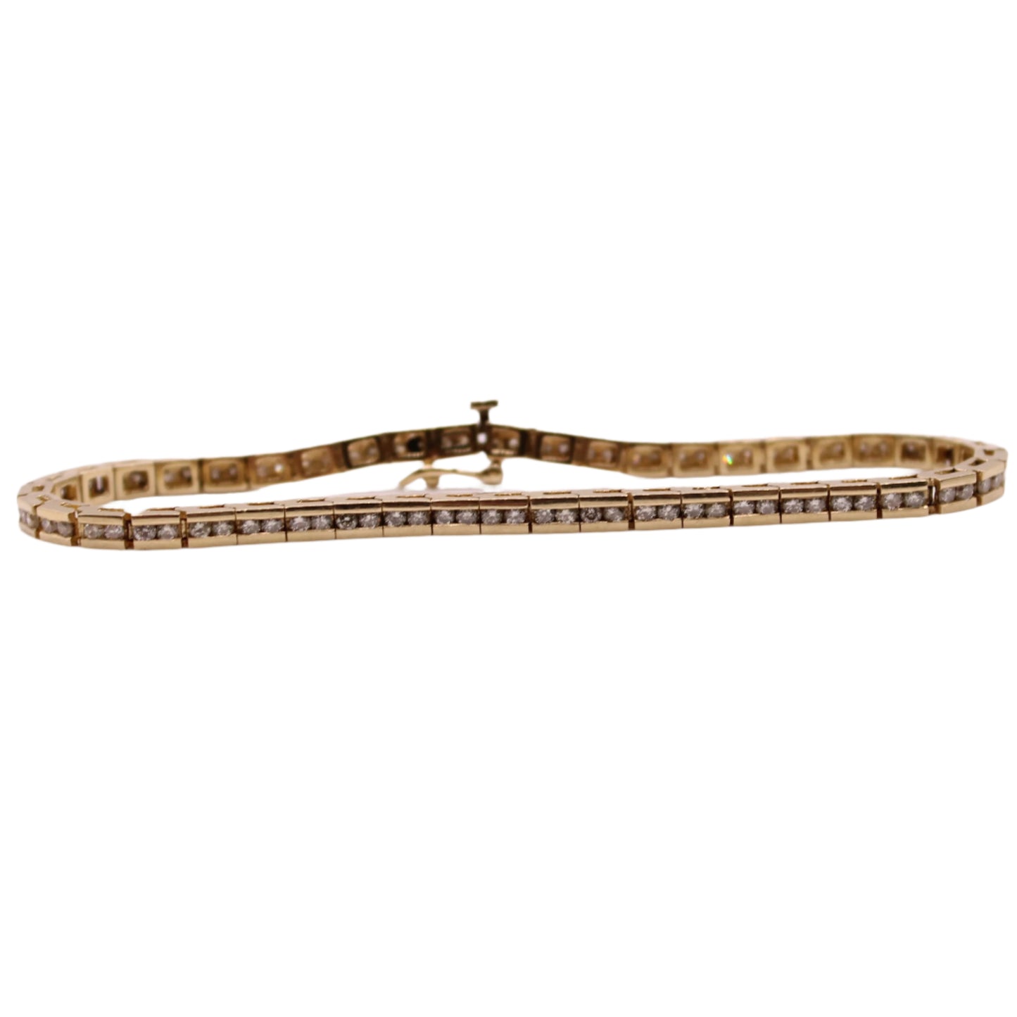 *SOLD* Vintage 14kt Yellow Gold Diamond 1.5CT Channel Set Tennis Link Bracelet