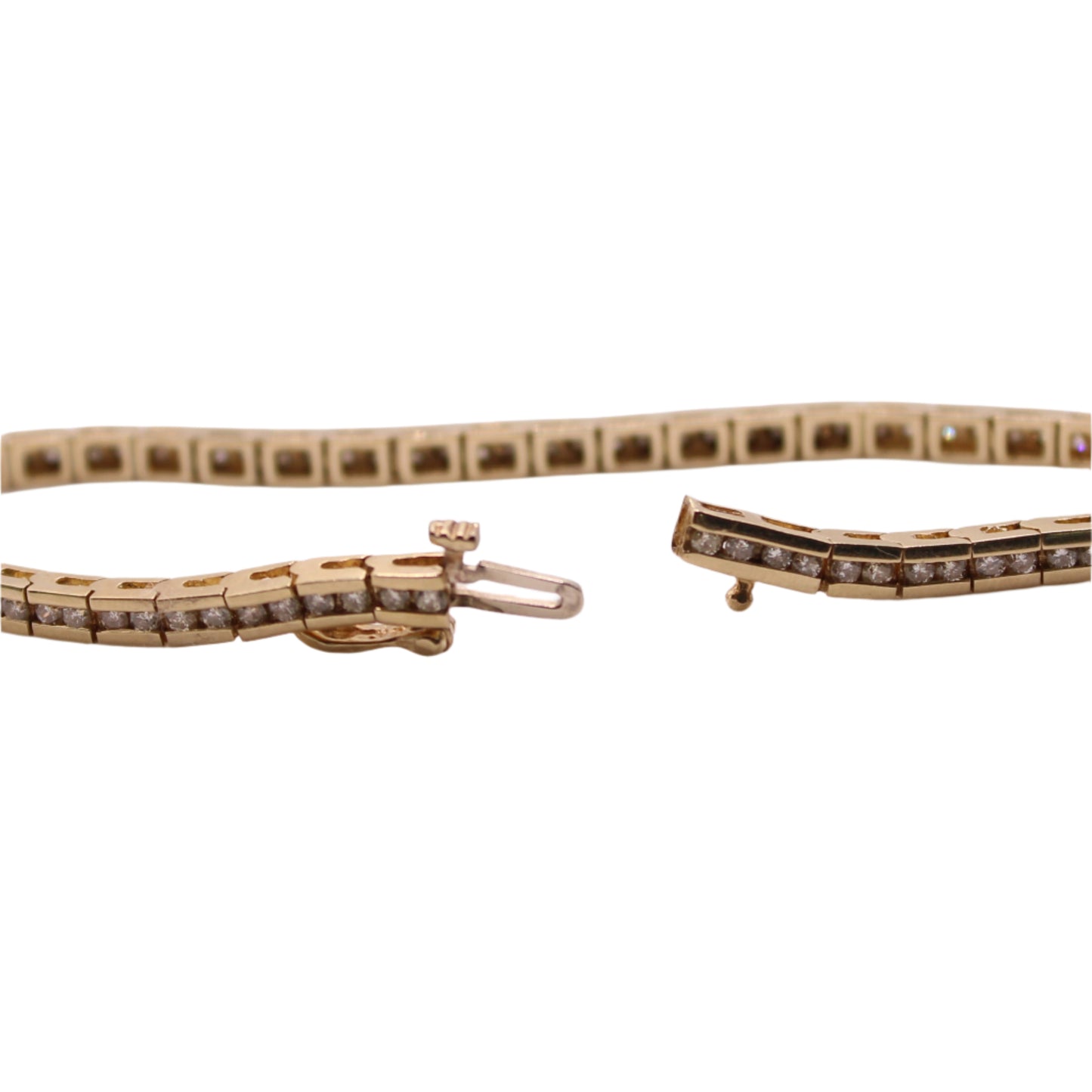 *SOLD* Vintage 14kt Yellow Gold Diamond 1.5CT Channel Set Tennis Link Bracelet