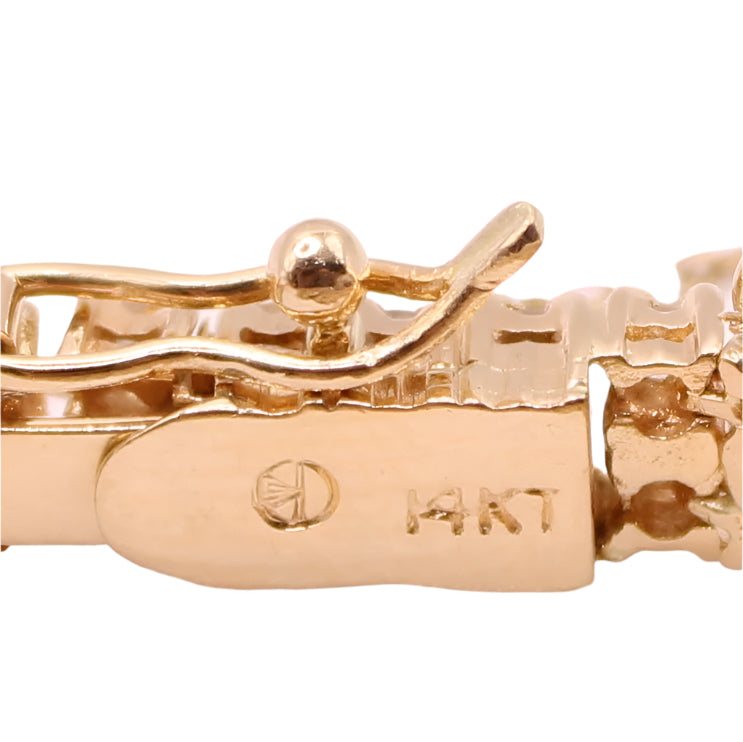 14kt Yellow Gold Diamond 2.5 CT Double Row Tennis Chain Link Bracelet