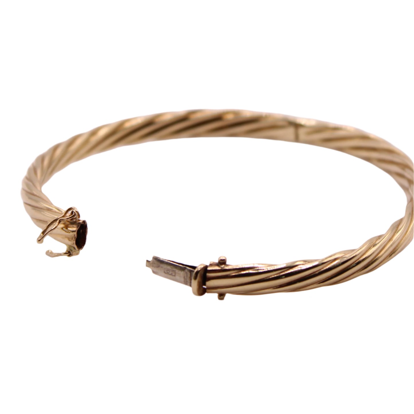 Vintage 14kt Yellow Gold Cable Twist Bangle Bracelet 7.25"