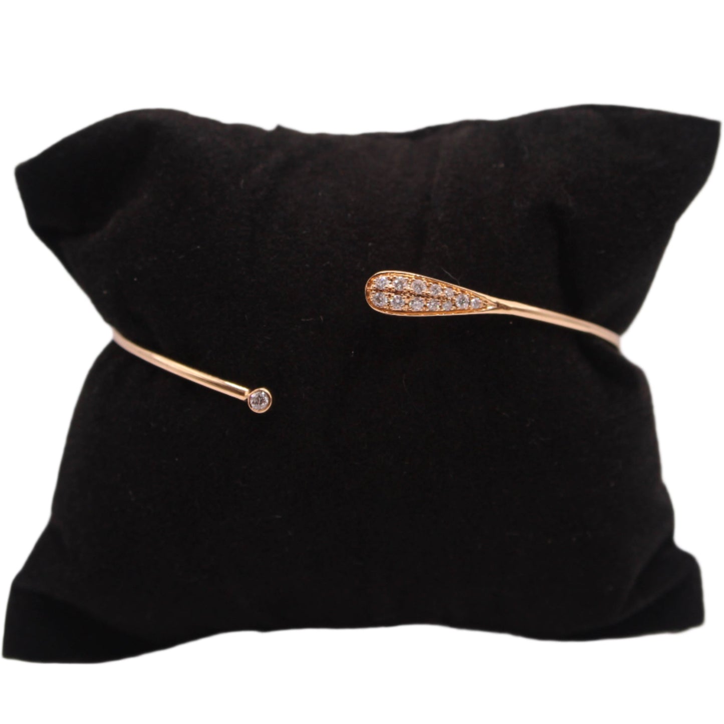 18kt Rose Gold Diamond Open Dainty Pave Slip On Italian Cuff Bracelet