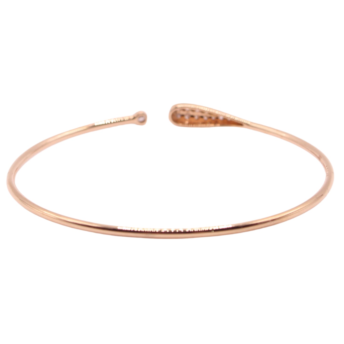 18kt Rose Gold Diamond Open Dainty Pave Slip On Italian Cuff Bracelet