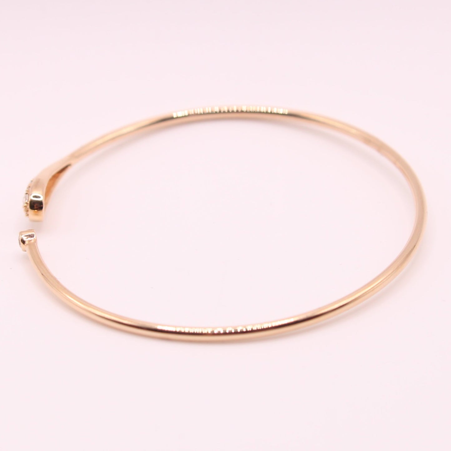 18kt Rose Gold Diamond Open Dainty Pave Slip On Italian Cuff Bracelet