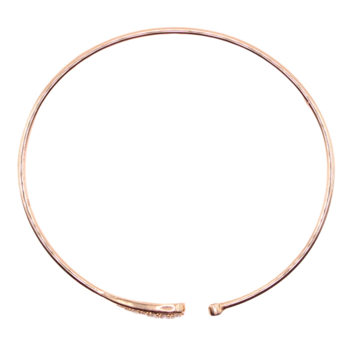 18kt Rose Gold Diamond Open Dainty Pave Slip On Italian Cuff Bracelet