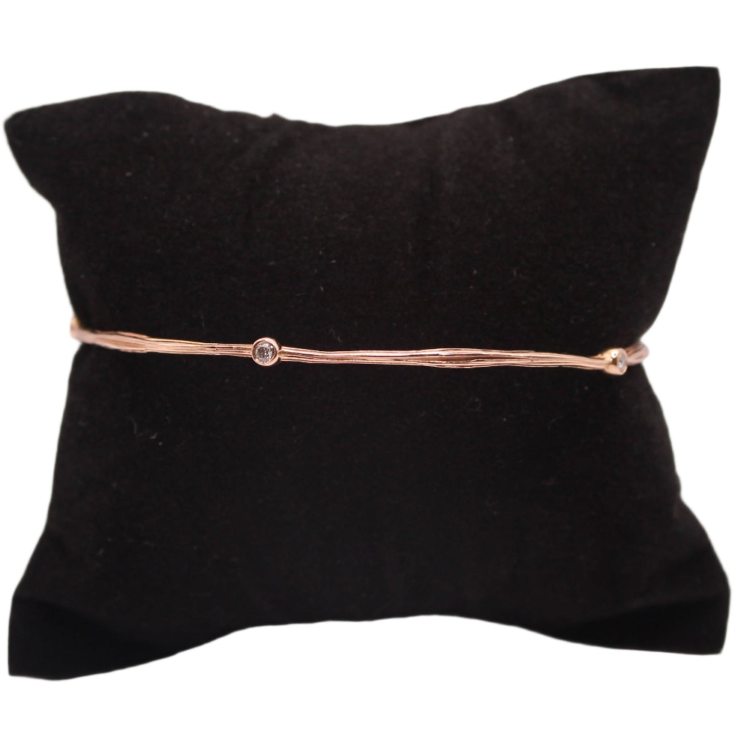 *SOLD* 14kt Rose Gold Diamond 0.25CT Organic Wood Texture Bangle Bracelet 8"