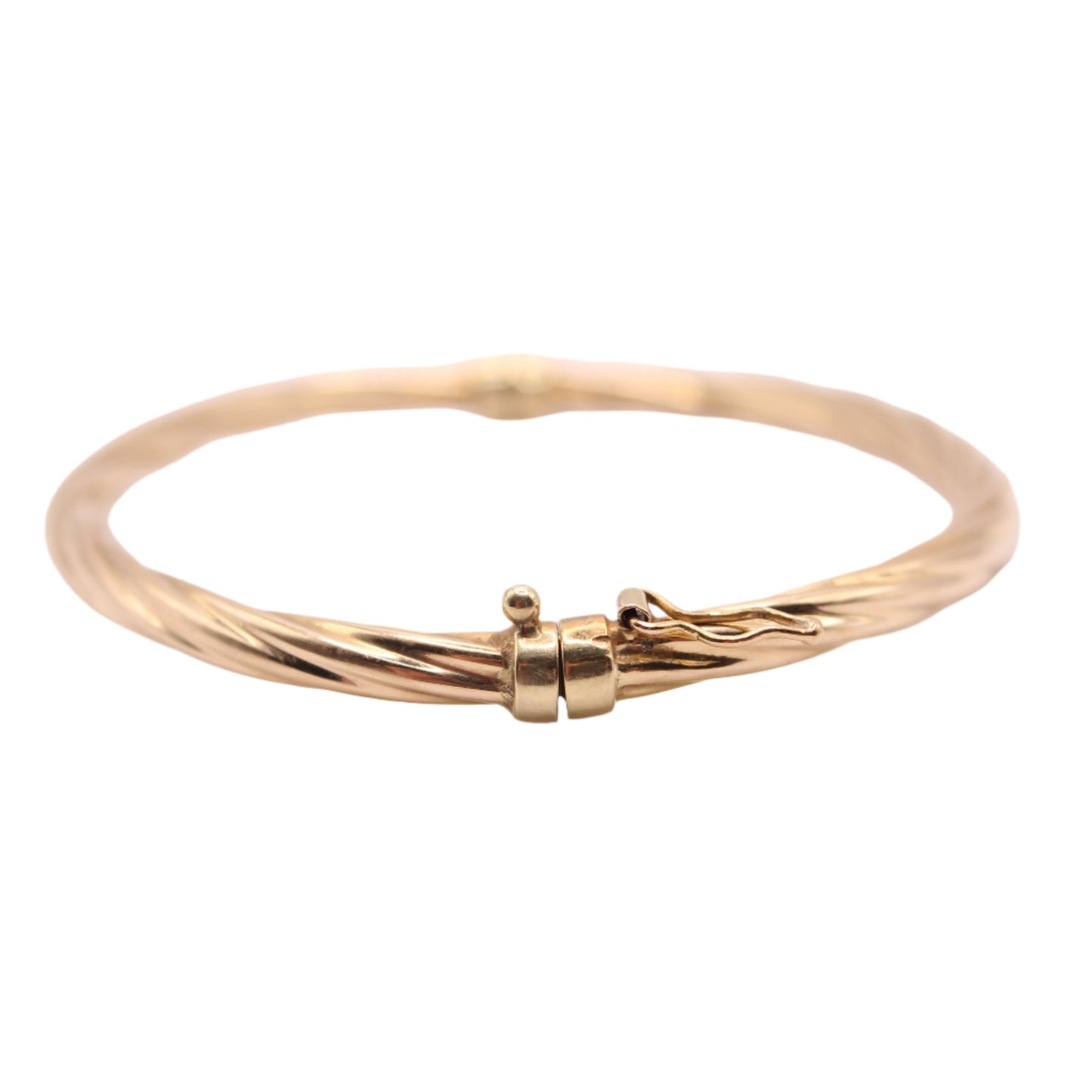 UnoAerre 14kt Yellow Gold Twist Cable 4mm Hinged Bangle Bracelet