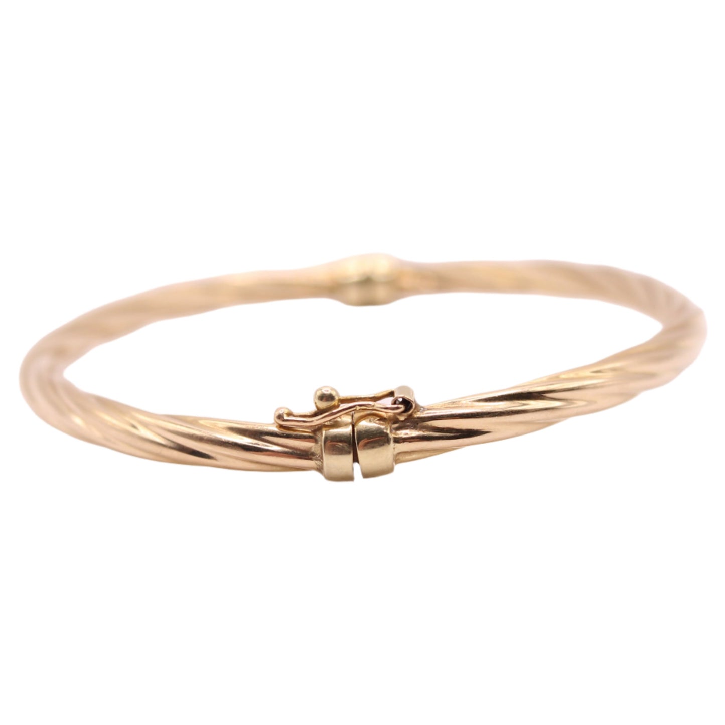 UnoAerre 14kt Yellow Gold Twist Cable 4mm Hinged Bangle Bracelet