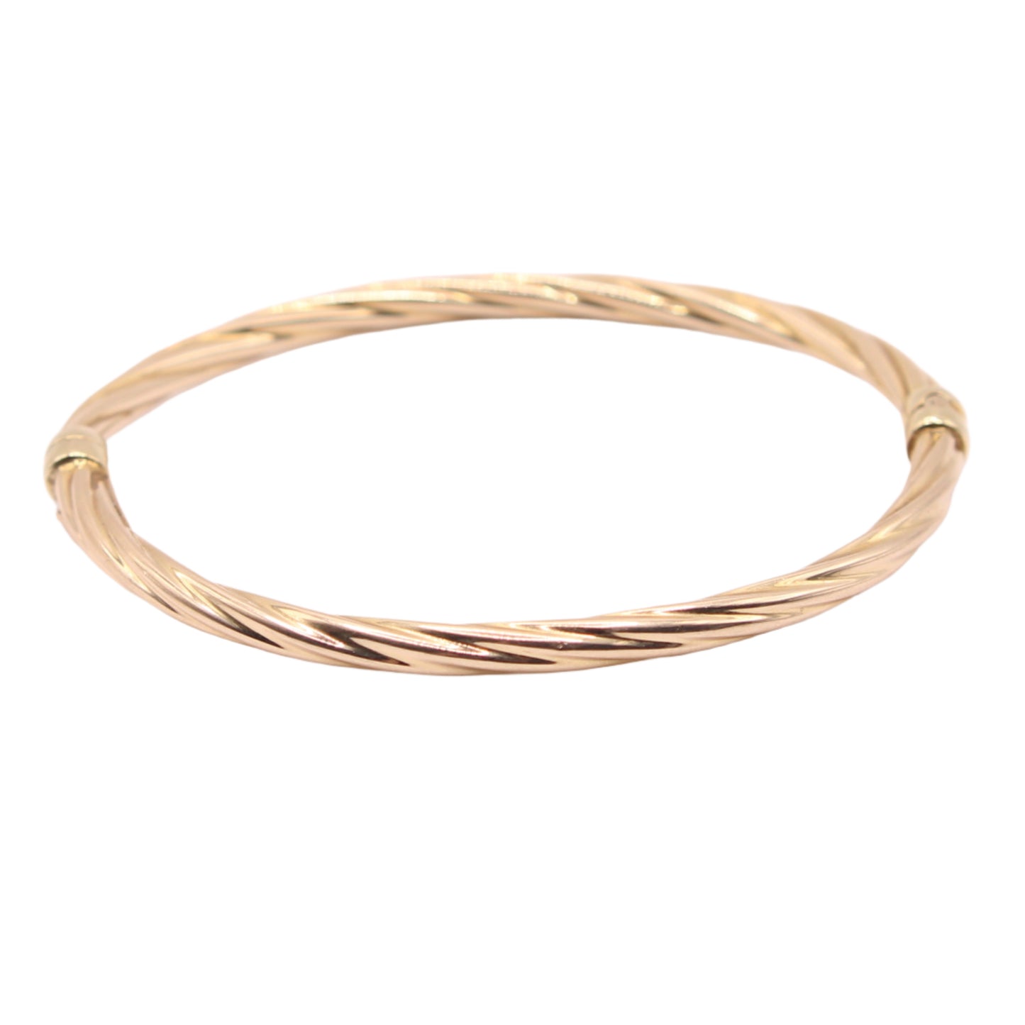 UnoAerre 14kt Yellow Gold Twist Cable 4mm Hinged Bangle Bracelet