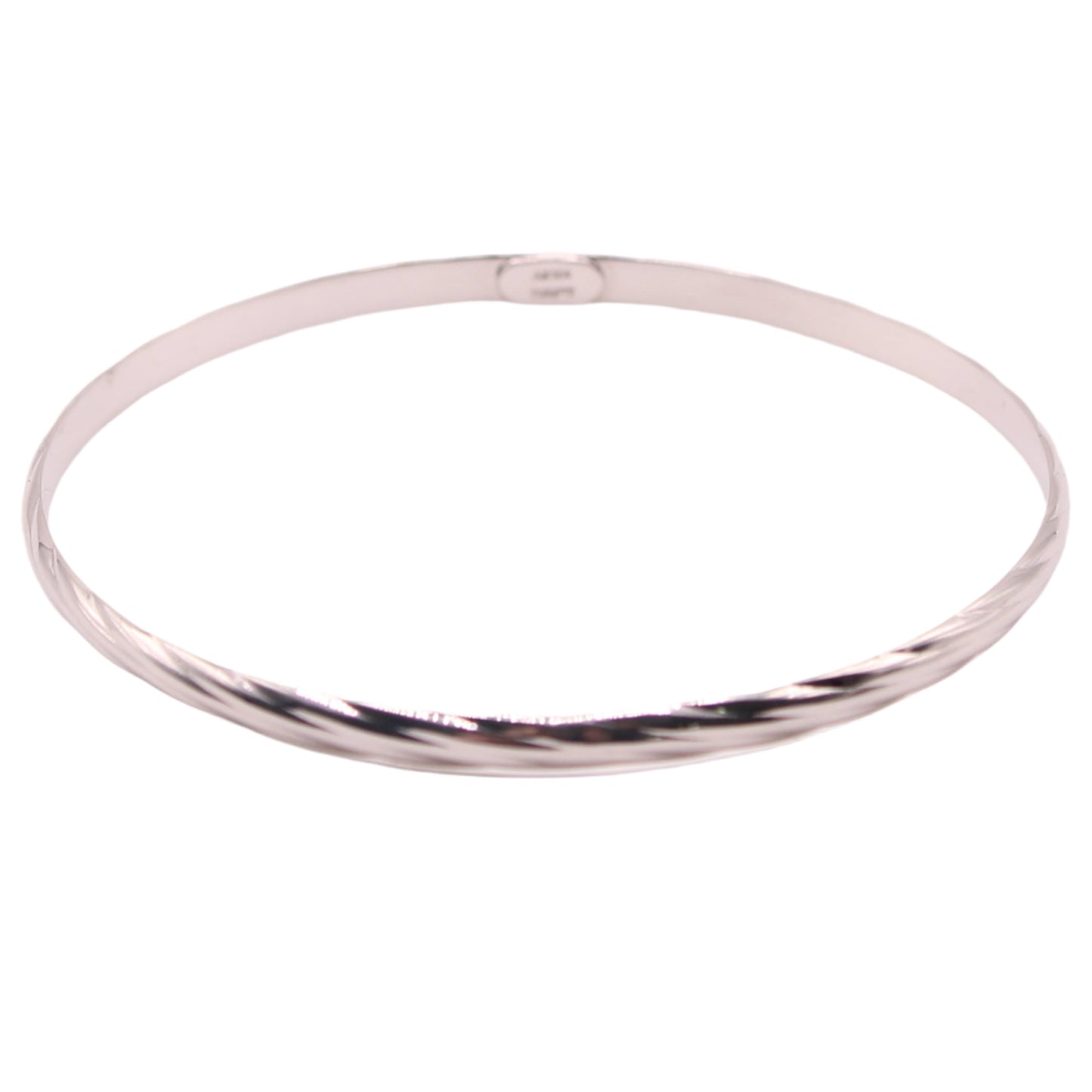 18kt White Gold Atasay Kuyumculuk Twist Cable Style Bangle Bracelet