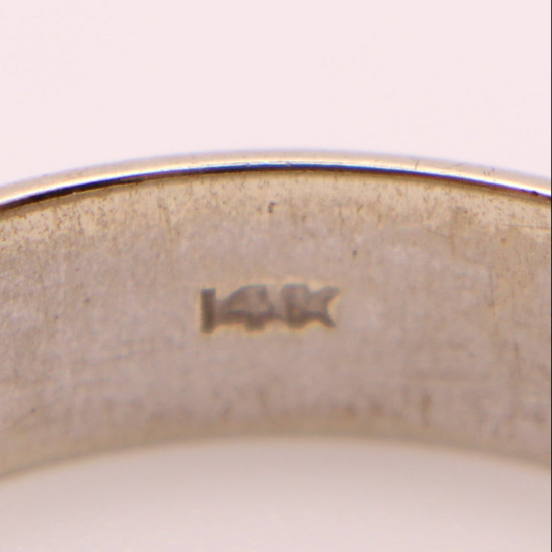 Vintage 14kt White Gold Plain Wedding Band Thumb Pinky Ring
