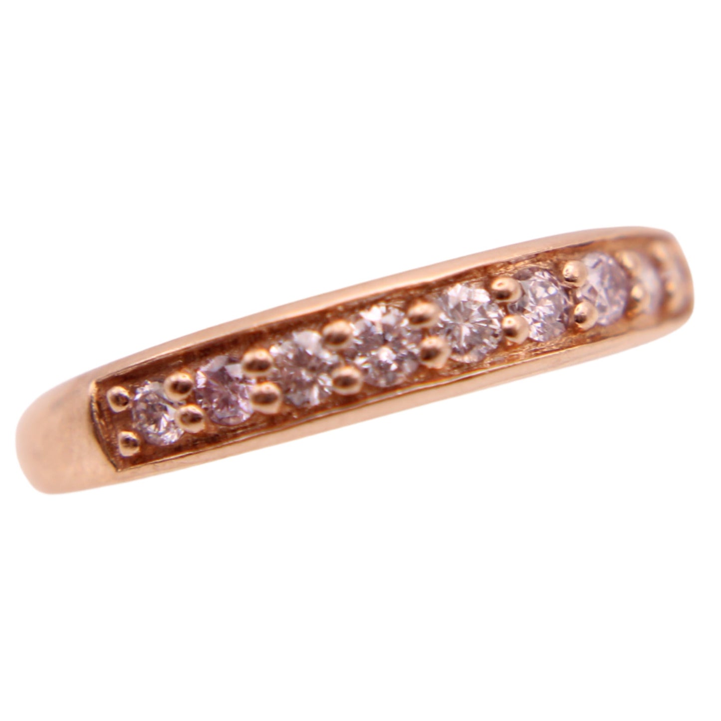 10kt Rose Gold Pink Diamond Half Eternity Stacker Band Pinky Ring