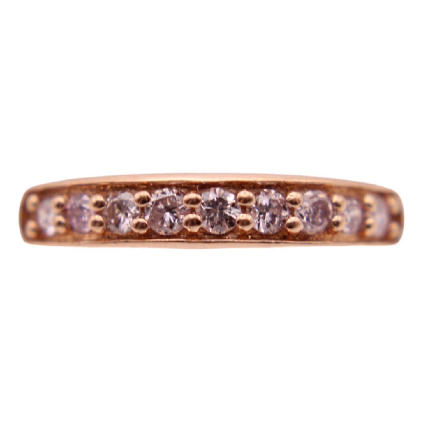 10kt Rose Gold Pink Diamond Half Eternity Stacker Band Pinky Ring
