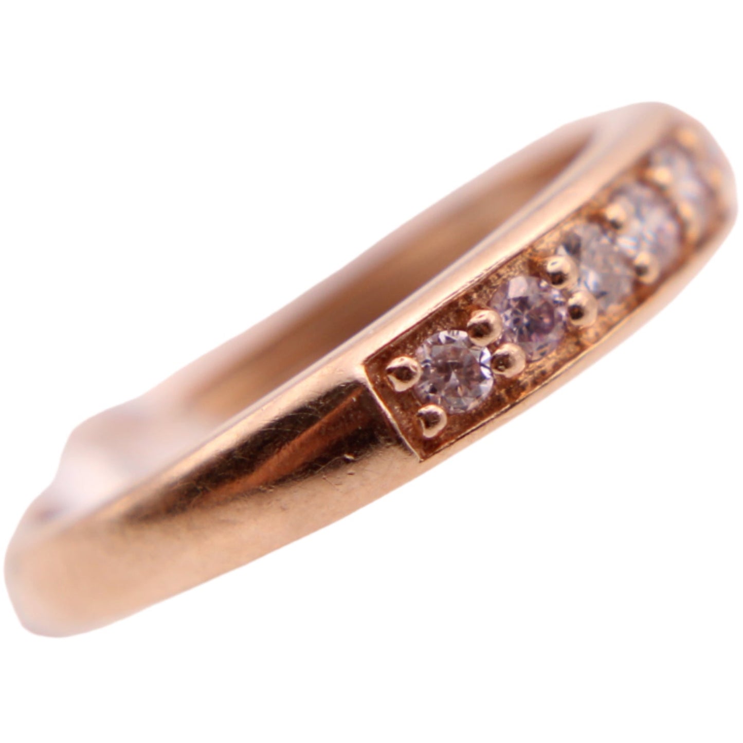 10kt Rose Gold Pink Diamond Half Eternity Stacker Band Pinky Ring