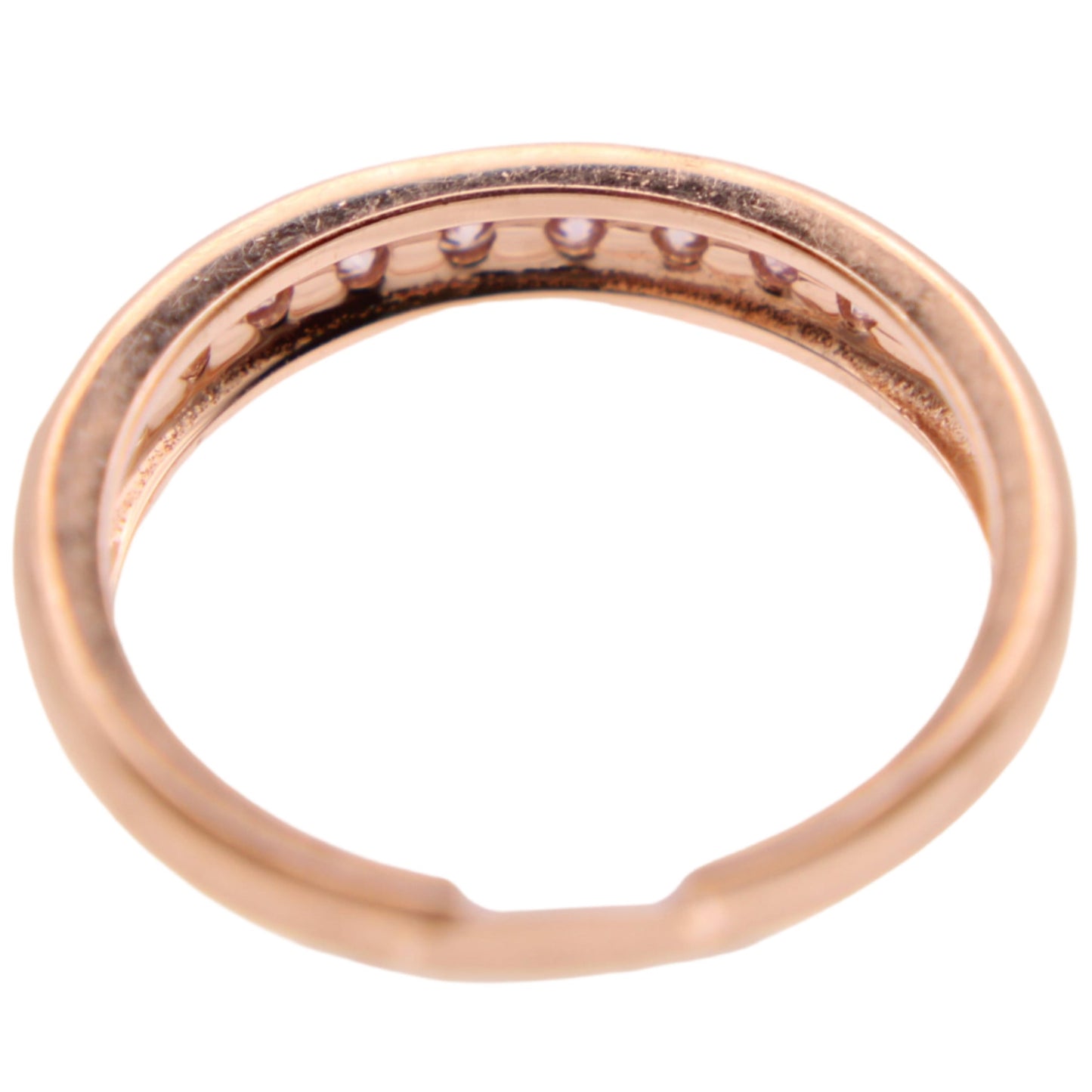 10kt Rose Gold Pink Diamond Half Eternity Stacker Band Pinky Ring