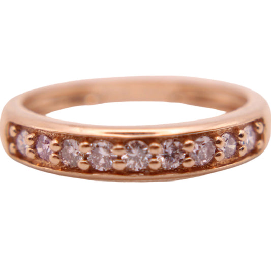 10kt Rose Gold Pink Diamond Half Eternity Stacker Band Pinky Ring