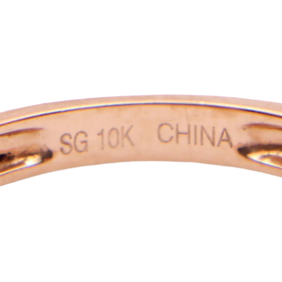10kt Rose Gold Pink Diamond Half Eternity Stacker Band Pinky Ring