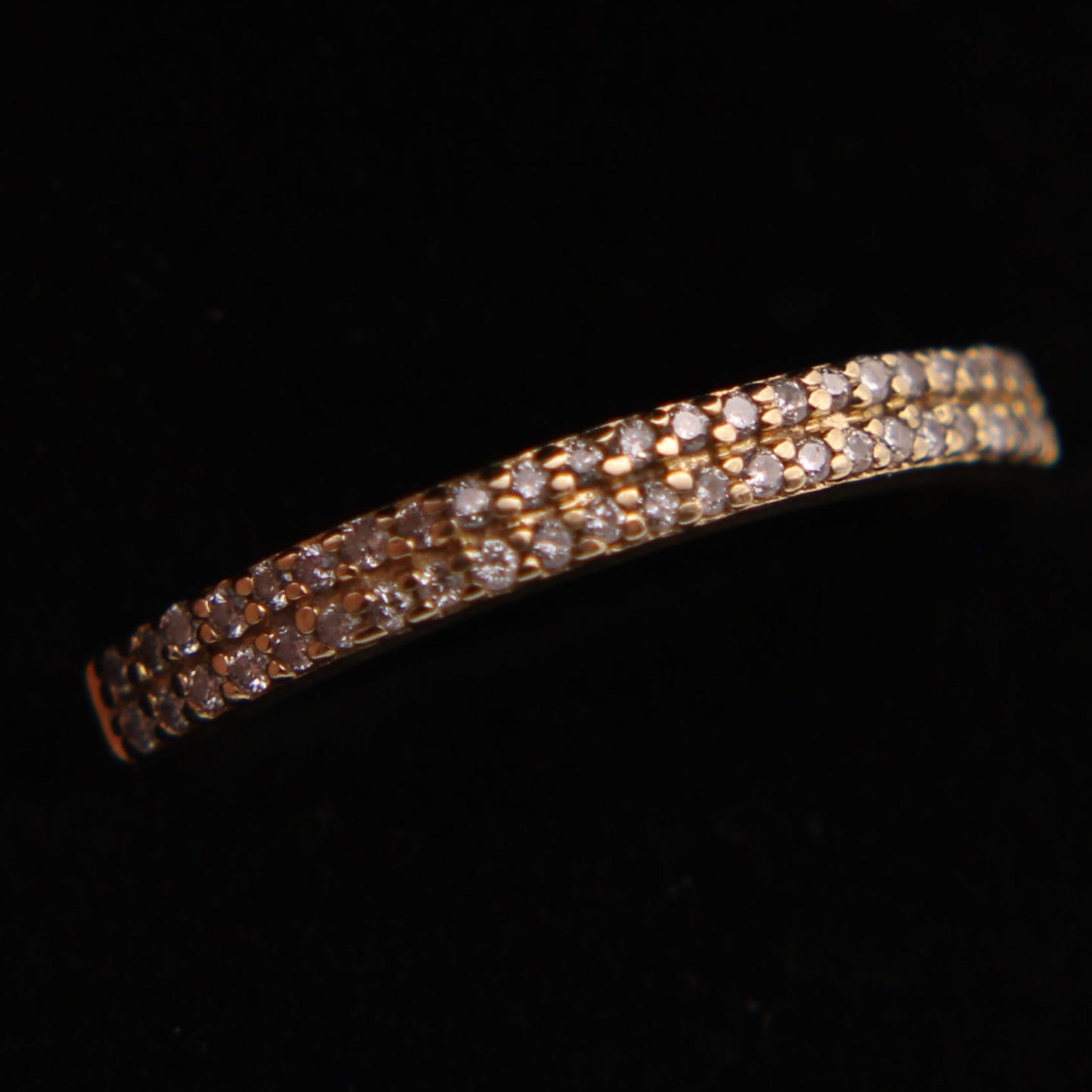 Jared's 10kt Yellow Gold Diamond Double Row Half Eternity Band Stacker Ring