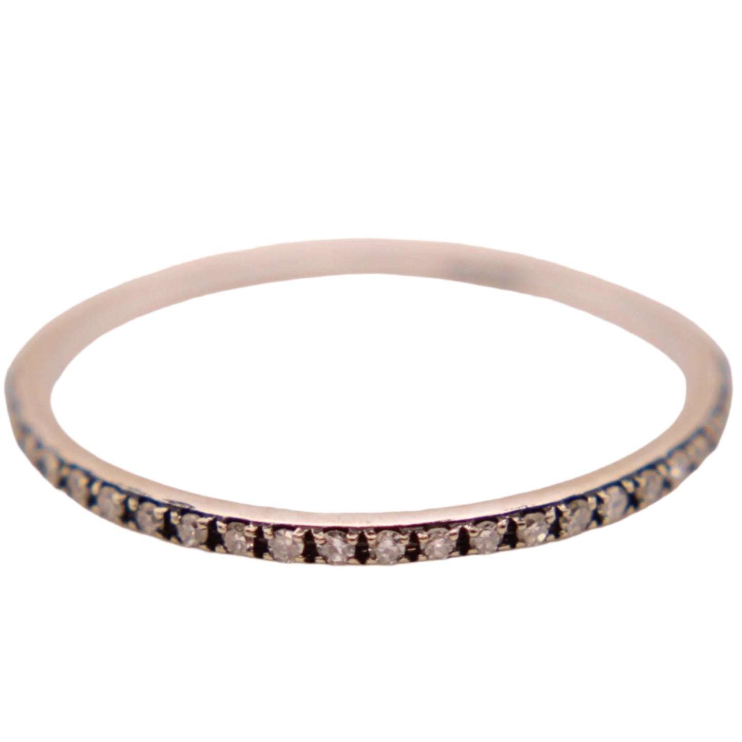 *SOLD* 14kt White Gold Pave Diamond Eternity Dainty Mini Band Stacker Ring